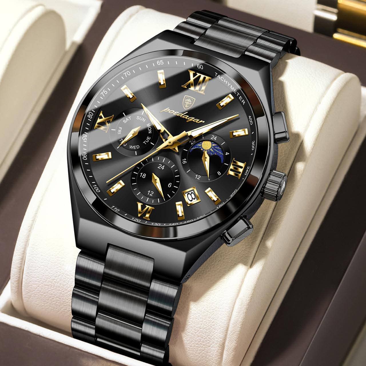 POEDAGAR 688 Luxury Luminous Stainless Steel Men’s Watch